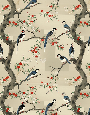 Blackout roller blind Birds on a tree