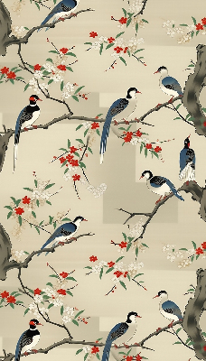 Blackout roller blind Birds on a tree