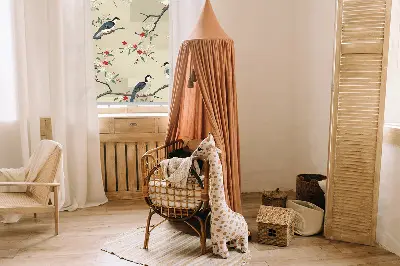 Blackout roller blind birds on a tree pattern