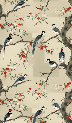 Blackout roller blind Birds on a tree