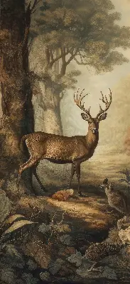Blackout roller blind for window with animals in the forest print