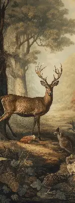 Blackout roller blind for window with animals in the forest print