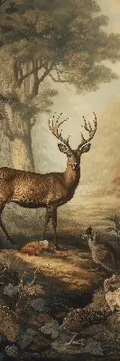 Blackout roller blind for window with animals in the forest print