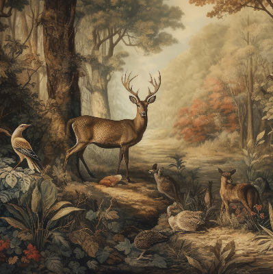 Blackout roller blind for window Animals in the forest