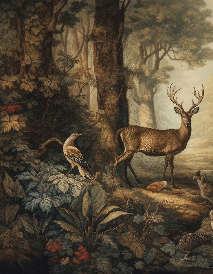 Blackout roller blind for window Animals in the forest