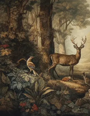 Blackout roller blind for window with animals in the forest print