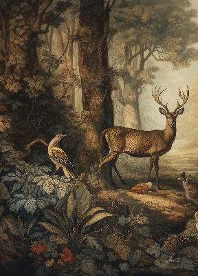 Blackout roller blind for window Animals in the forest