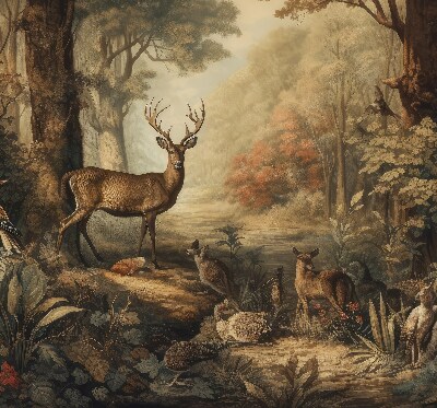 Blackout roller blind for window Animals in the forest
