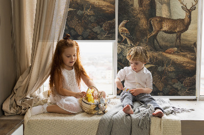 Blackout roller blind for window Animals in the forest