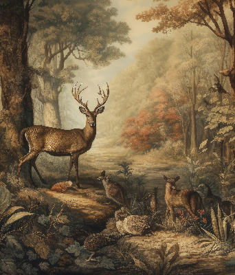 Blackout roller blind for window Animals in the forest
