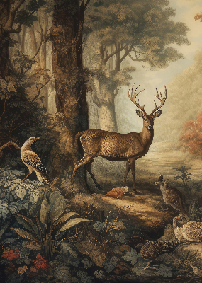 Blackout roller blind for window Animals in the forest