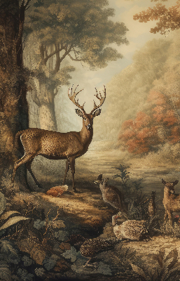 Blackout roller blind for window Animals in the forest