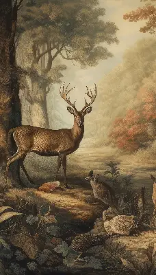 Blackout roller blind for window with animals in the forest print