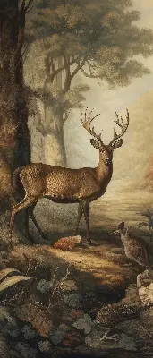 Blackout roller blind for window with animals in the forest print
