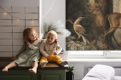 Blackout roller blind for window Animals in the forest