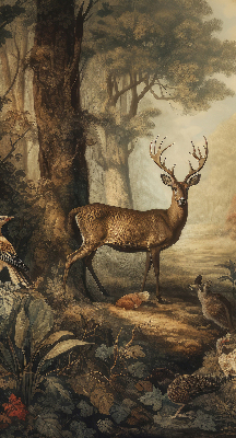 Blackout roller blind for window Animals in the forest