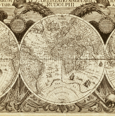 Blackout roller blind Old world map