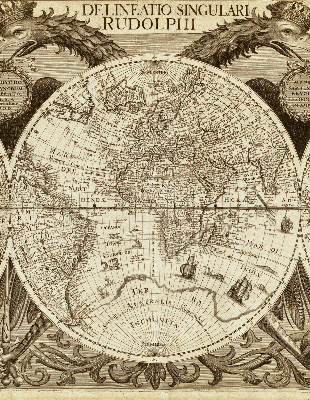 Blackout roller blind Old world map