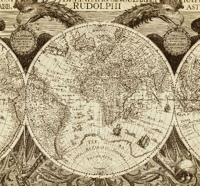 Blackout roller blind Old world map