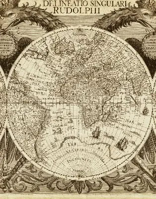 Blackout roller blind with an old world map print