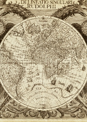 Blackout roller blind Old world map