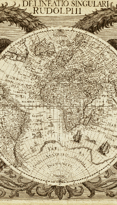 Blackout roller blind with an old world map print