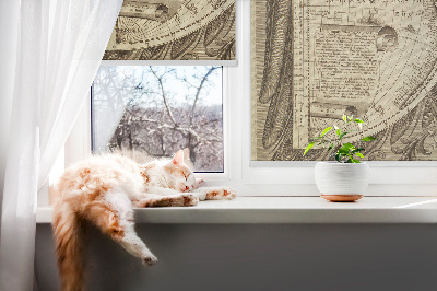 Blackout roller blind with an old world map print