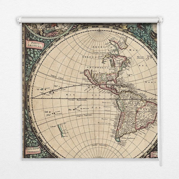 Blackout roller blind for window World map
