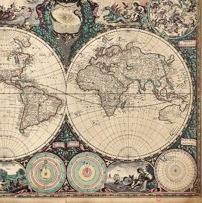 Blackout roller blind for window World map
