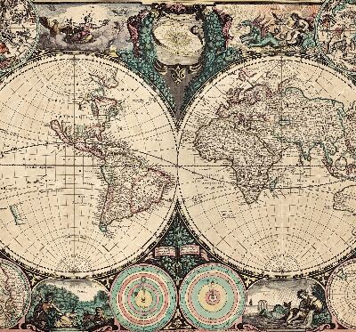 Blackout roller blind for window World map