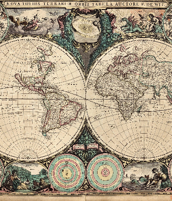 Blackout roller blind for window World map