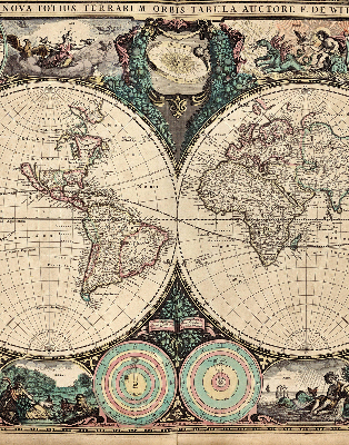 Blackout roller blind for window World map