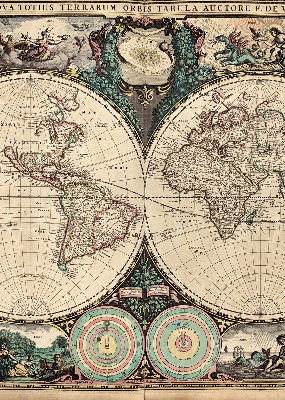 Blackout roller blind for window World map