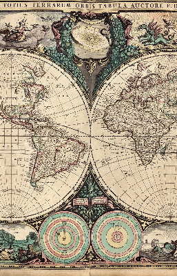 Blackout roller blind for window World map