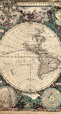 Blackout roller blind for window World map