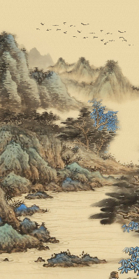 Fabric roller blind for window mountains print