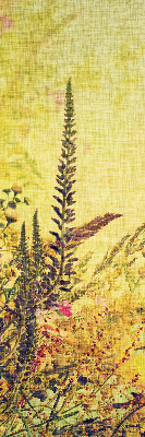 Fabric roller blind with plants pattern