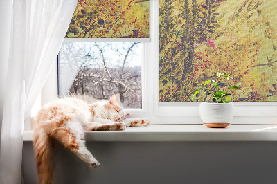 Fabric roller blind with plants pattern