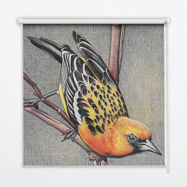 Blackout roller blind A bird on a branch