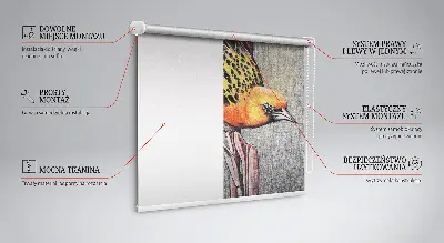 Blackout roller blind with a bird on a branch print