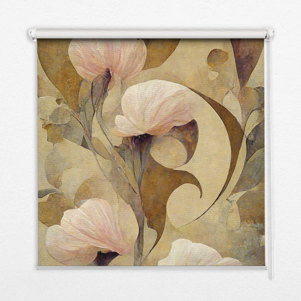 Blackout roller blind for window Pink flowers
