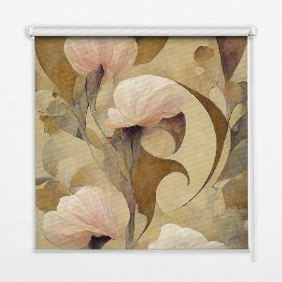 Blackout roller blind for window with pink flowers print