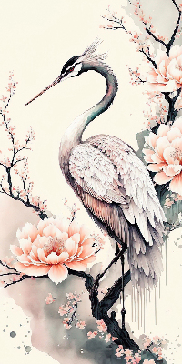 Blackout roller blind for window Heron in flowers