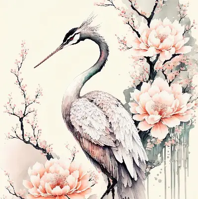 Blackout roller blind for window heron in flowers print