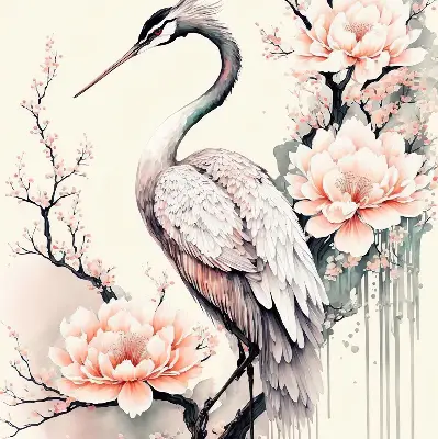 Blackout roller blind for window heron in flowers print