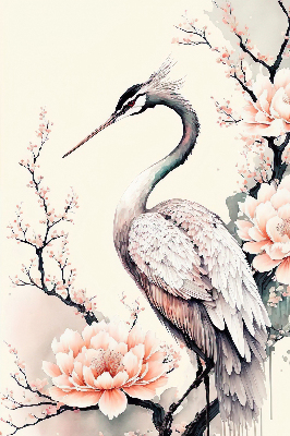 Blackout roller blind for window Heron in flowers