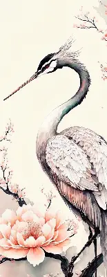Blackout roller blind for window heron in flowers print
