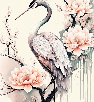 Blackout roller blind for window Heron in flowers