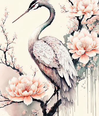 Blackout roller blind for window Heron in flowers