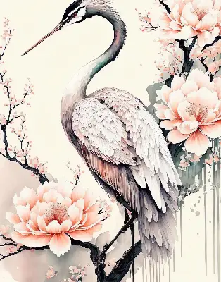 Blackout roller blind for window heron in flowers print